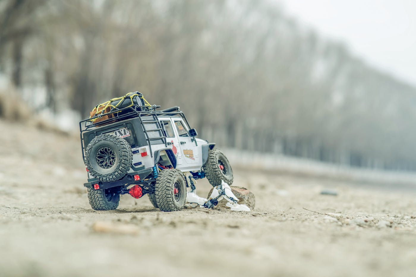 Detailed RC off-road truck on a dirt trail